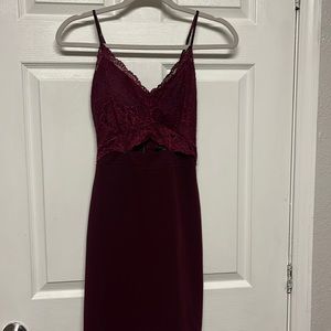 Honey peach burgundy dress